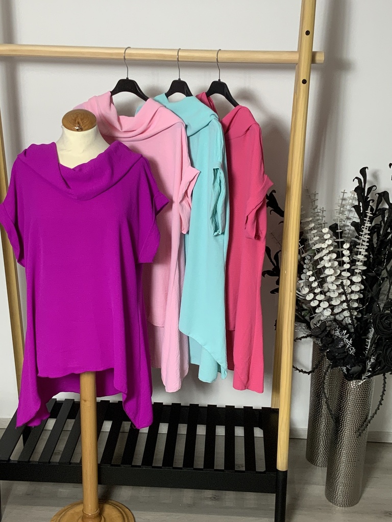 SH.22071 Bluse lang mit Kapuze kurz Arm