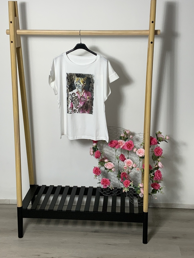 FIR.S6.16854 T-Shirt mit  Bild Katze Größe bis 40