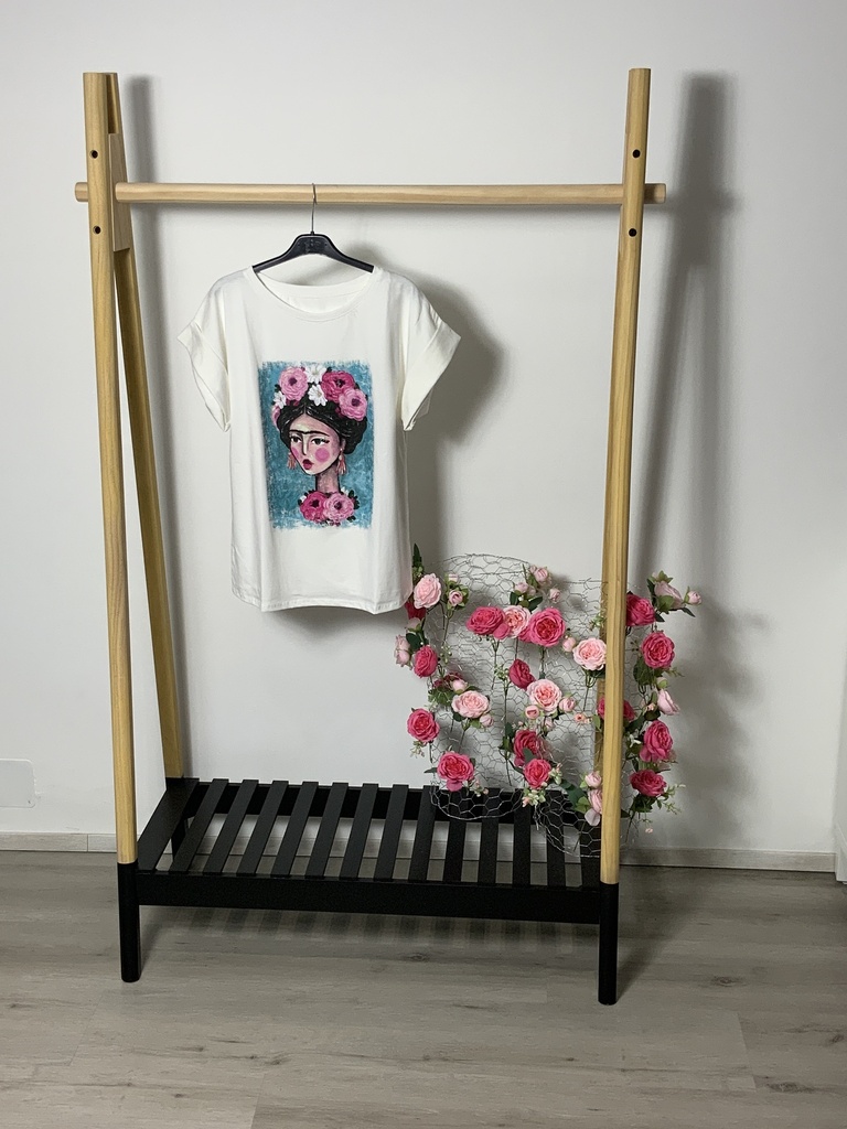 FIR. 16865 T-Shirt mit  Bild Blumen Frau Größe bis 40