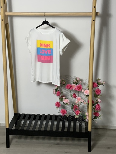 [P0008975] FIR. 17316 T-Shirt Pink Love Größe bis 40