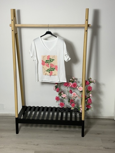 [P0009016] FIR. 00088FSV T-Shirt mit Blumen Größe bis 40